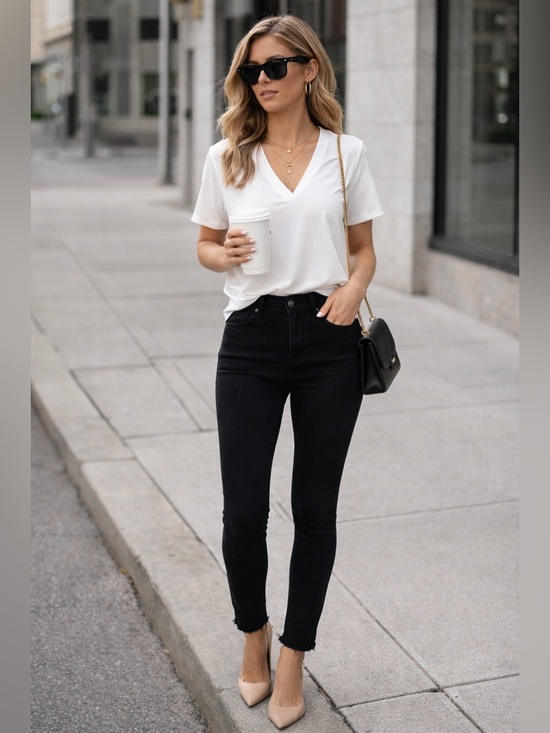 PAIGE Denim - PAIGE Black High-Rise raw hem Skinny/Straight leg Jeans